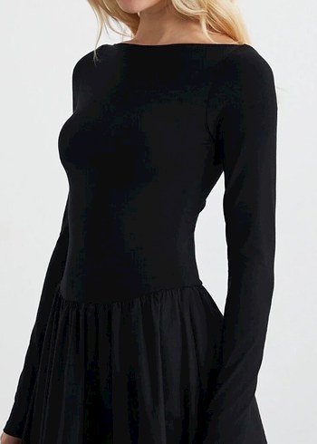 Uzun Siyah Kadın Elbise - Görsel 3