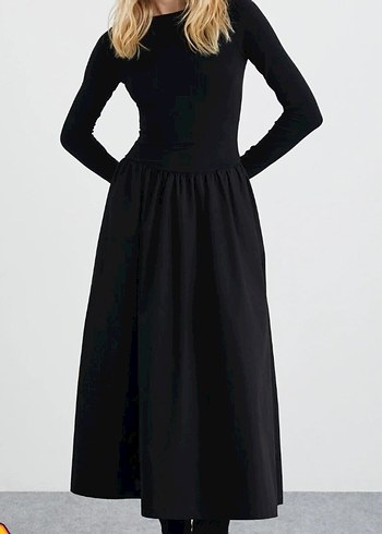 Uzun Siyah Kadın Elbise - Görsel 2
