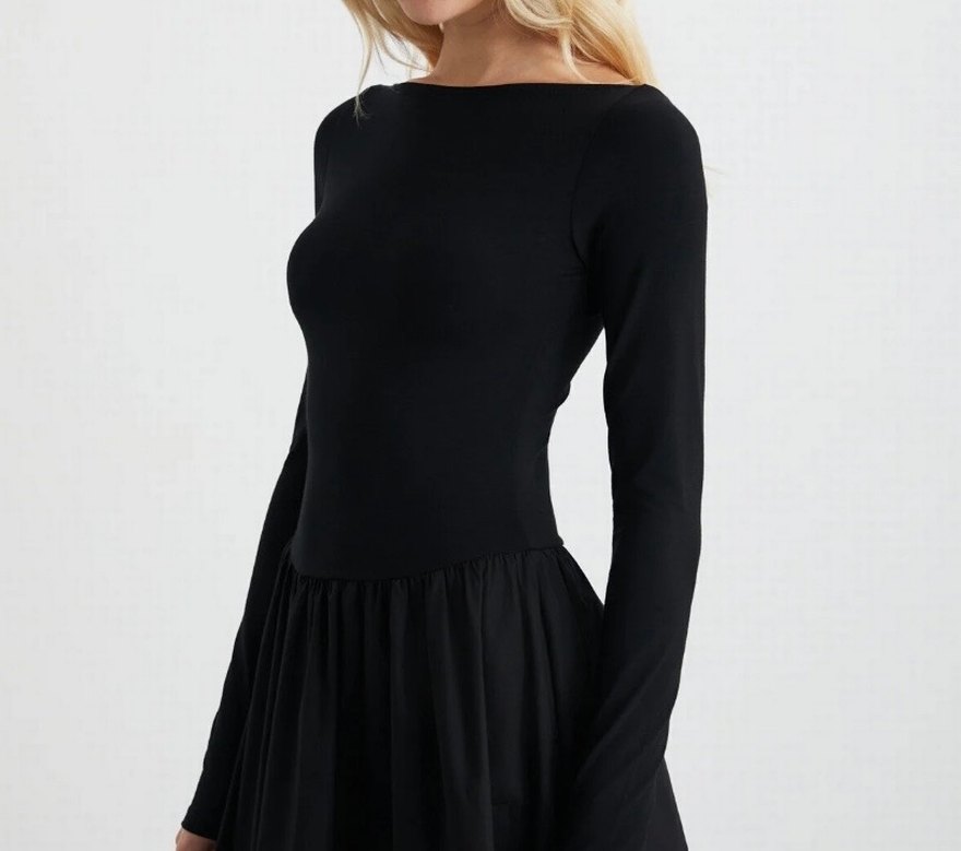 Uzun Siyah Kadın Elbise - Görsel 3