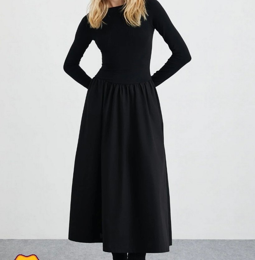 Uzun Siyah Kadın Elbise - Görsel 2