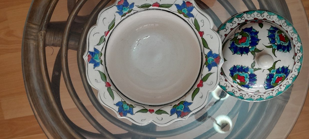 Turkuaz Çiçek Desenli Geleneksel Şekerlik - Görsel 3