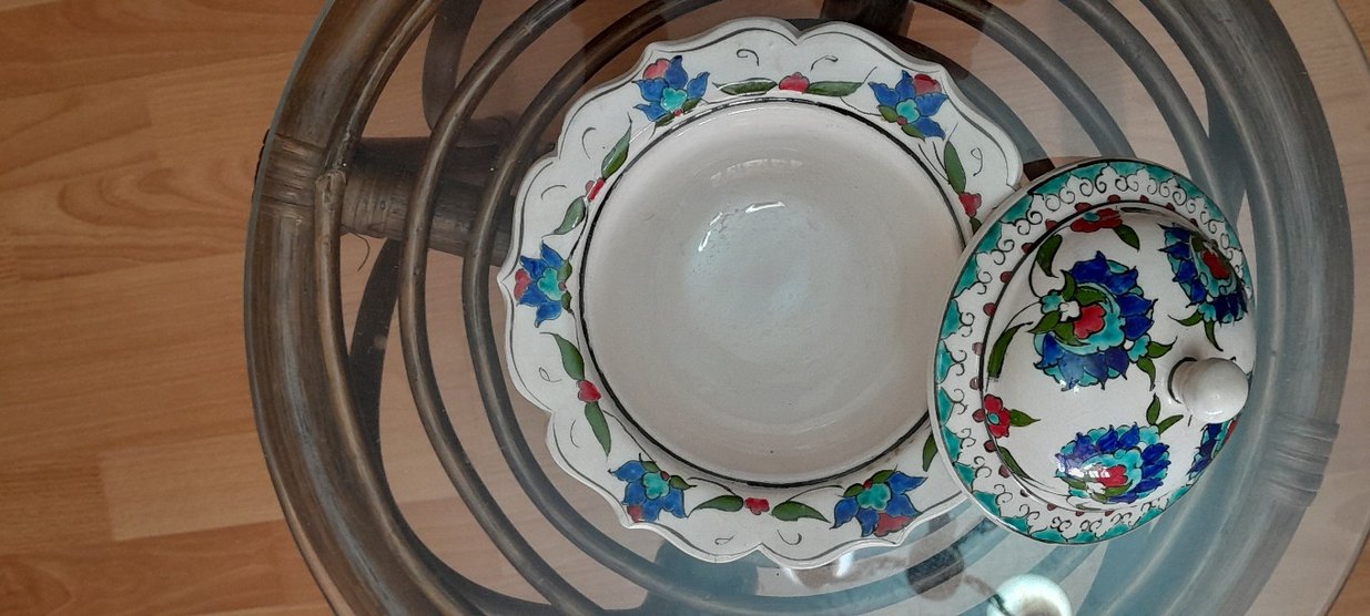 Turkuaz Çiçek Desenli Geleneksel Şekerlik - Görsel 2