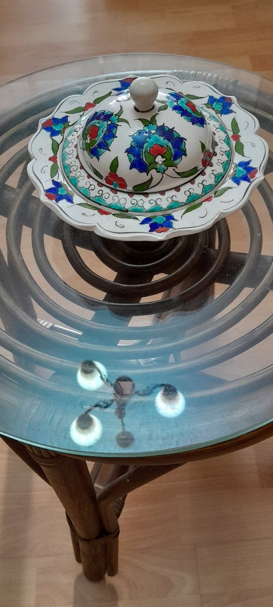 Turkuaz Çiçek Desenli Geleneksel Şekerlik - Görsel 4