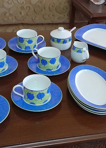 Koyu Mavi Desenli Porselen Çay Seti - Görsel 2