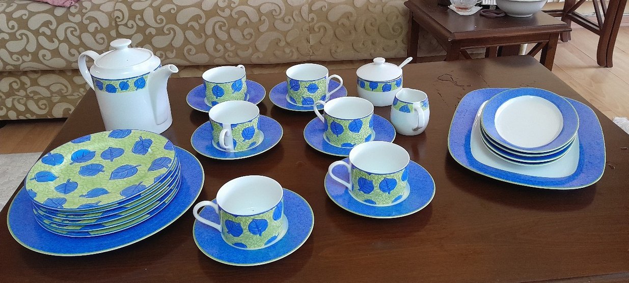 Koyu Mavi Desenli Porselen Çay Seti - Görsel 4