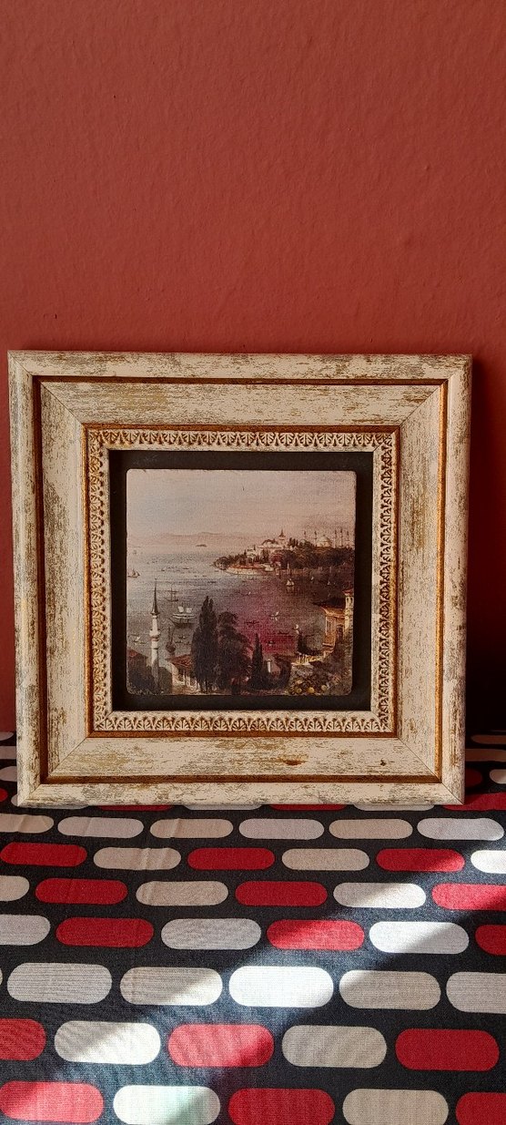 Beyaz Çerçeveli İstanbul Manzarası Tablolar - Görsel 2