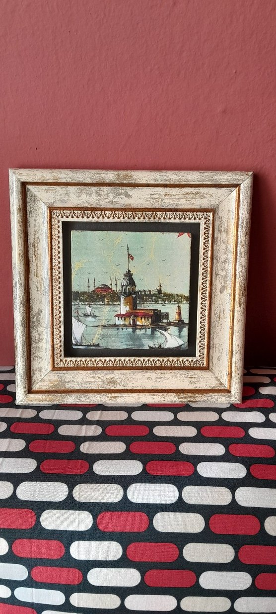 Beyaz Çerçeveli İstanbul Manzarası Tablolar - Görsel 4