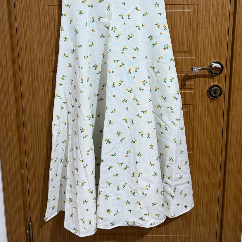 Limon desenli uzun kadın elbise - Görsel 3