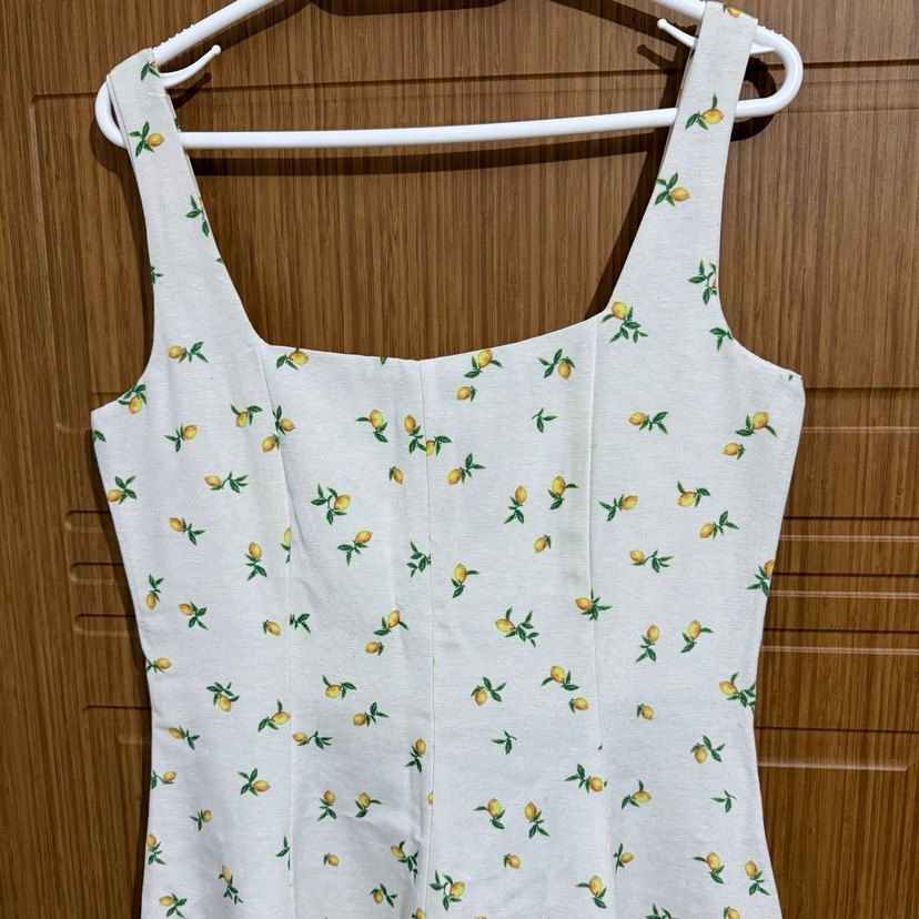 Limon desenli uzun kadın elbise - Görsel 4