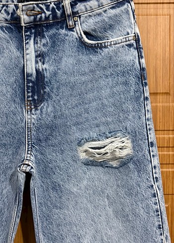 Yırtık Wide Leg Jeans - Görsel 3
