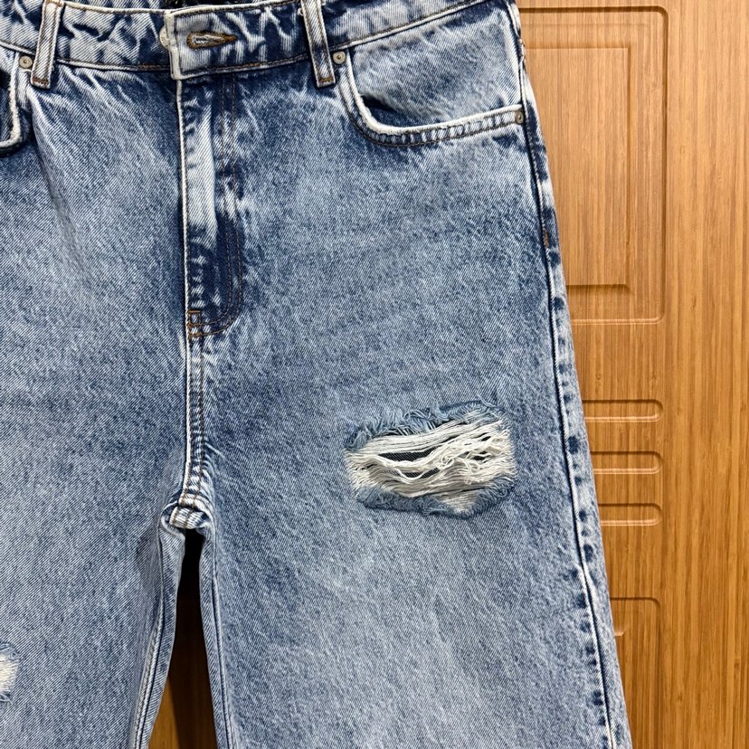 Yırtık Wide Leg Jeans - Görsel 3