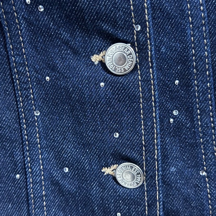 Taşlı Square Neck Denim Top - Görsel 2