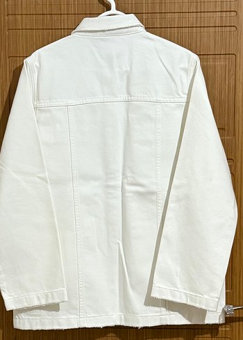 Kadın Beyaz Düğmeli Kot Ceket - Görsel 6