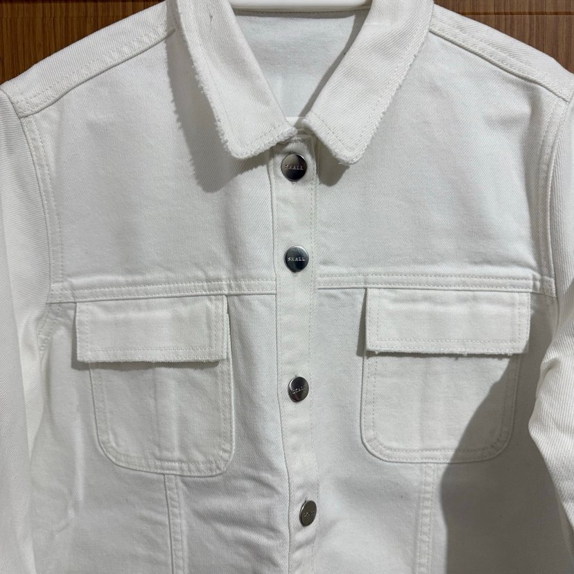 Kadın Beyaz Düğmeli Kot Ceket - Görsel 2