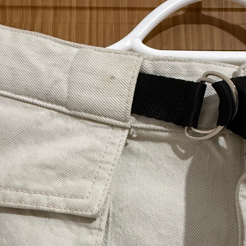 Kadın Krem Kemerli Kargo Pantolon - Görsel 3