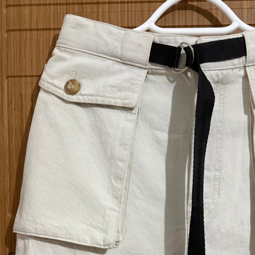 Kadın Krem Kemerli Kargo Pantolon - Görsel 2