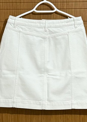 Düğmeli Beyaz Etek - Görsel 2