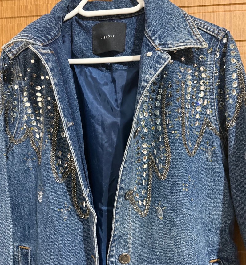 Payet İşlemeli Mavi Denim Ceket - Görsel 4