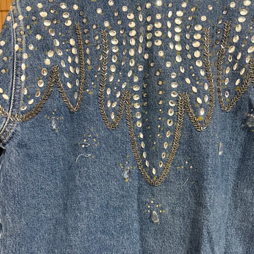 Payet İşlemeli Mavi Denim Ceket - Görsel 5