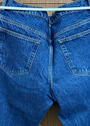 Düğmeli Lacivert Kadın Denim Pantolon - Görsel 5
