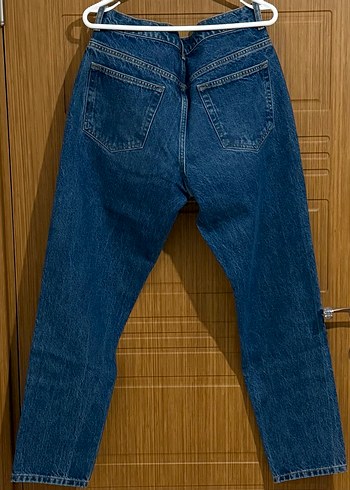 Düğmeli Lacivert Kadın Denim Pantolon - Görsel 4