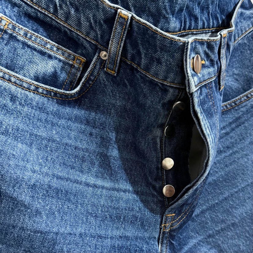 Düğmeli Lacivert Kadın Denim Pantolon - Görsel 3