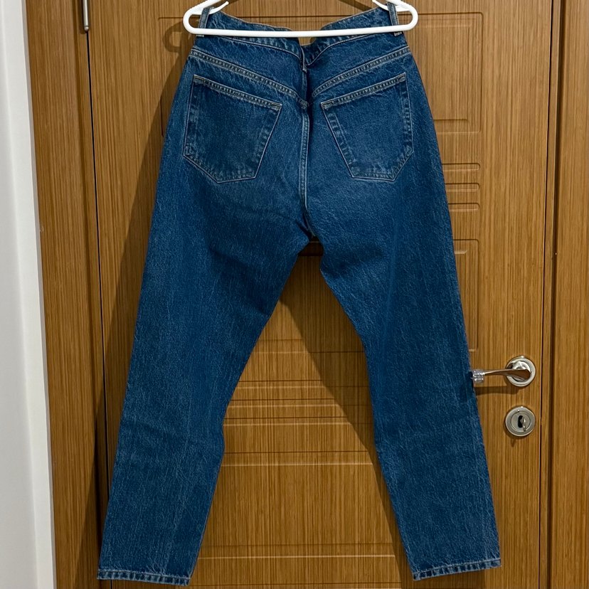 Düğmeli Lacivert Kadın Denim Pantolon - Görsel 4