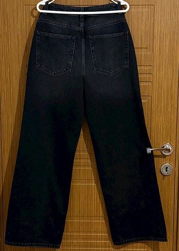 Kadın Siyah Yüksek Bel Geniş Paça Kot - Görsel 2
