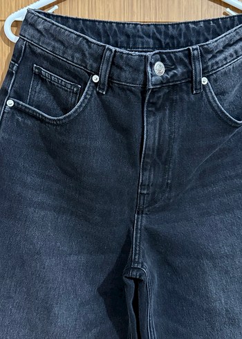 Kadın Siyah Yüksek Bel Geniş Paça Kot - Görsel 4