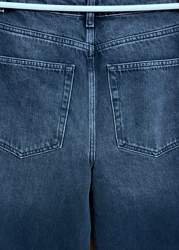 Kadın Siyah Yüksek Bel Geniş Paça Kot - Görsel 5