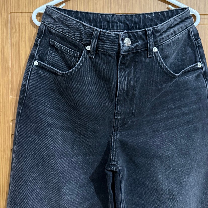 Kadın Siyah Yüksek Bel Geniş Paça Kot - Görsel 4