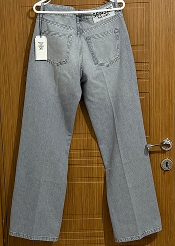 Gri düşük bel soft flared kadın denim - Görsel 2