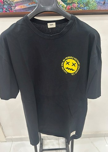 Diğer Siyah Oversize Bisiklet Yaka Tisort