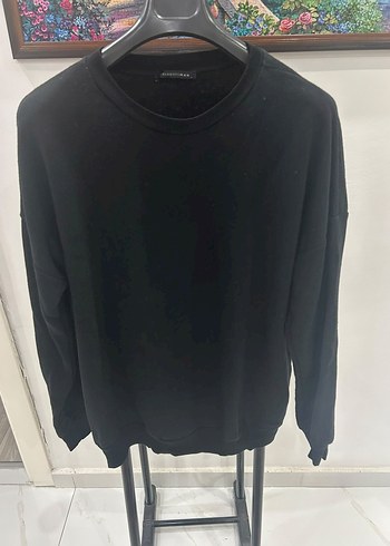 Diğer Siyah Bisiklet Yaka Rahat Sweatshirt