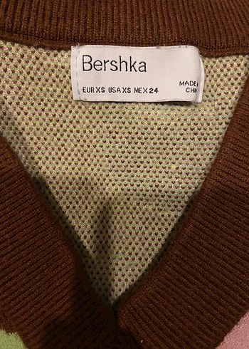 xs Beden Bohem V Yaka Renkli Örgü Süveter