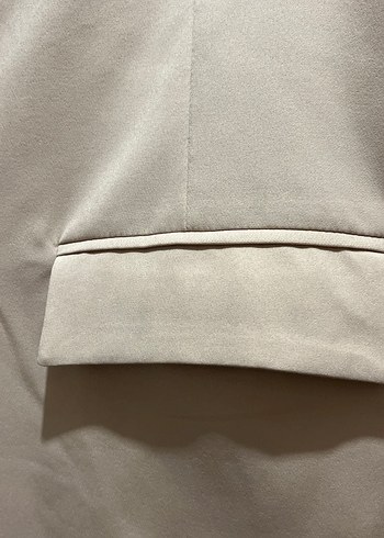 s Beden Bej Düğmeli Midi Kadın Blazer Ceket