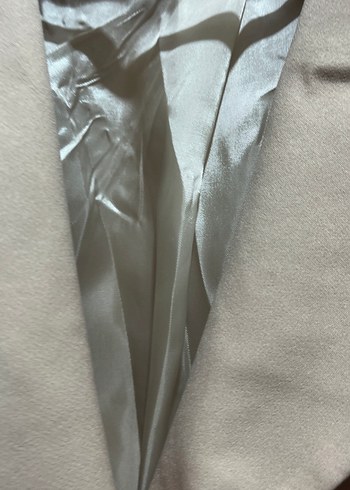s Beden ten rengi Renk Bej Düğmeli Midi Kadın Blazer Ceket