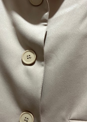 Diğer Bej Düğmeli Midi Kadın Blazer Ceket