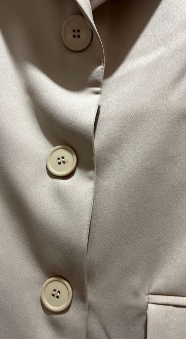 Bej Düğmeli Midi Kadın Blazer Ceket - Görsel 3