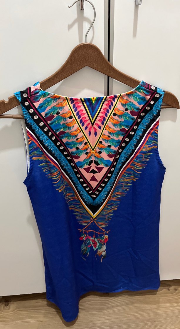 Renkli Püsküllü Bohem V Yakalı Kadın Tunik , elbise - Görsel 3