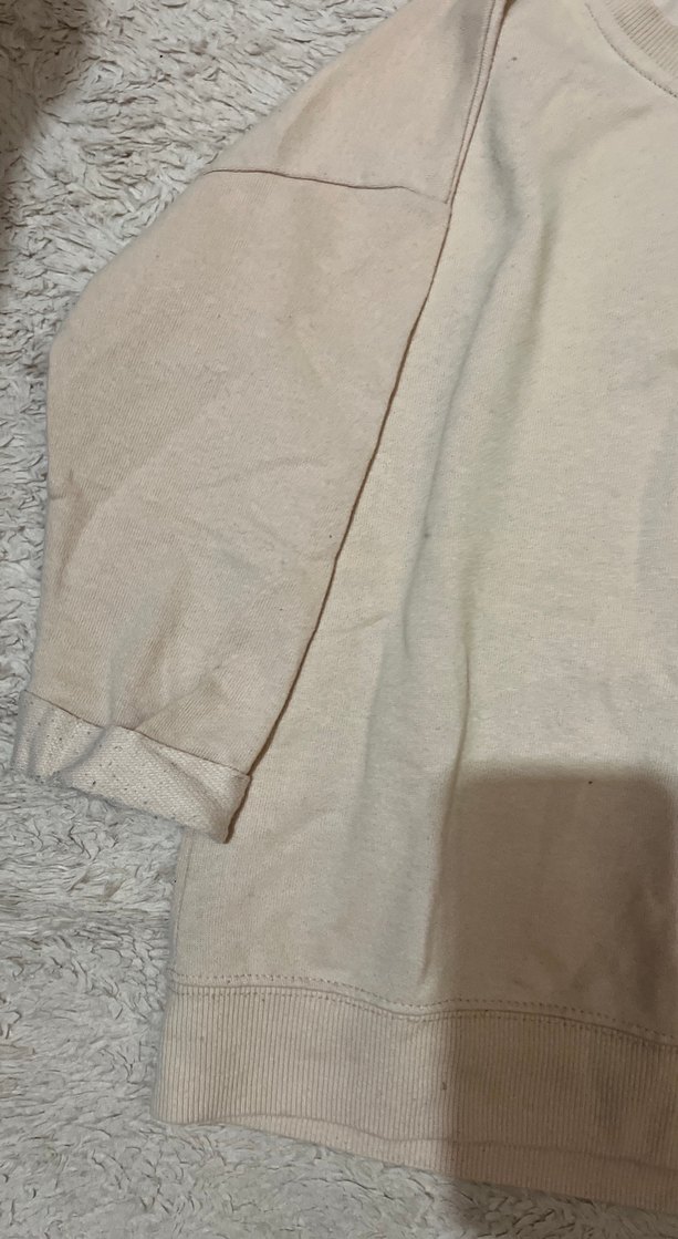 Bej Kadın Uzun Kollu Keten Sweatshirt - Görsel 3