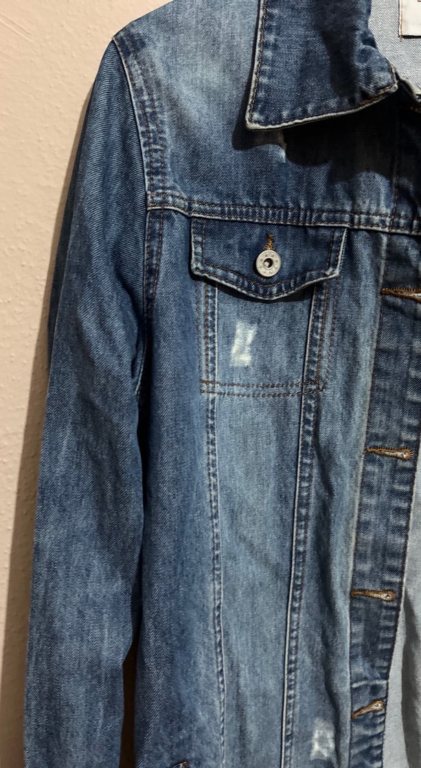 Kadın Mavi Düğmeli Denim Ceket - Görsel 2