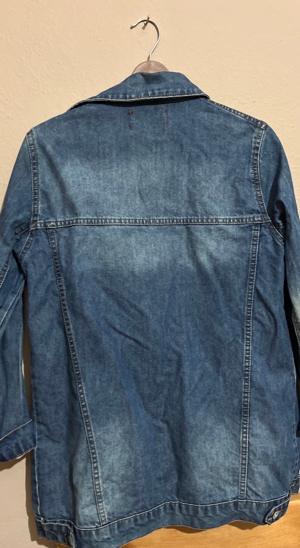 Kadın Mavi Düğmeli Denim Ceket - Görsel 5