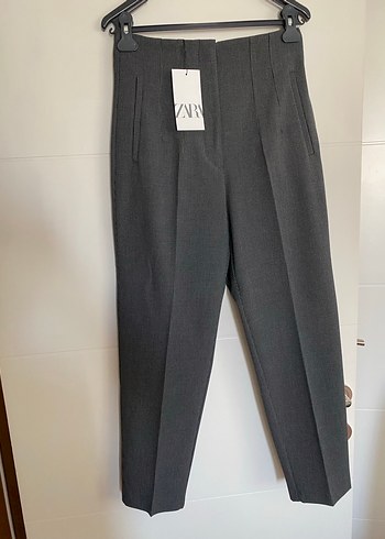 Gri Regular Fit Keten Kumaş Pantolon
