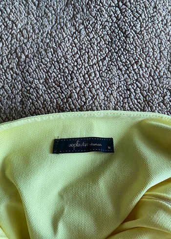 omuz detaylı sarı elbise - Görsel 6