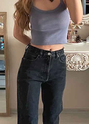 Y2k Vintage eskitme boru paça denim pantolon - Görsel 4