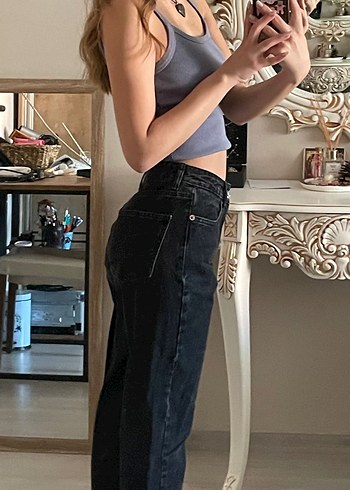 Y2k Vintage eskitme boru paça denim pantolon - Görsel 3