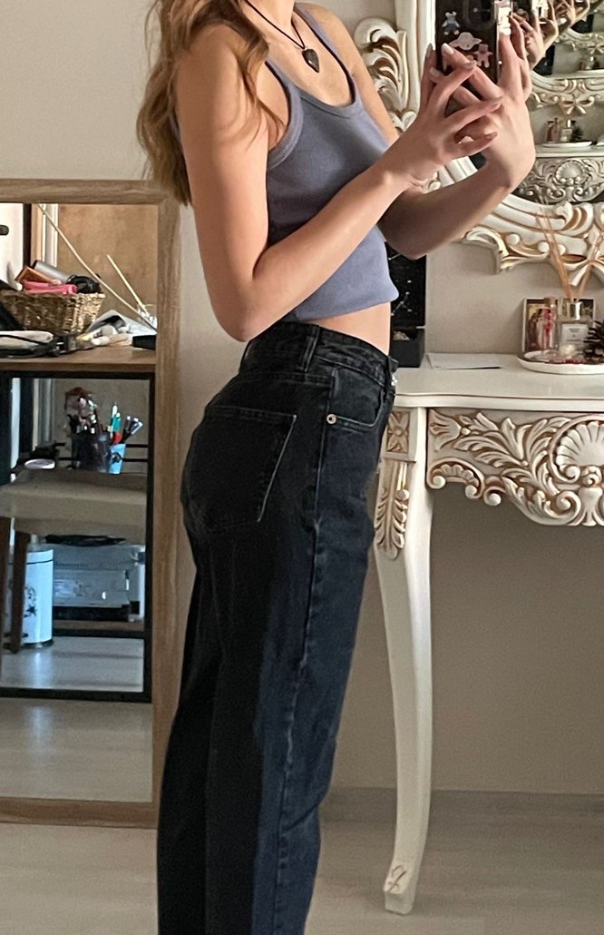 Y2k Vintage eskitme boru paça denim pantolon - Görsel 3