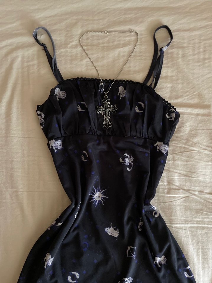 Zodyak desenli y2k tül elbise - Görsel 3