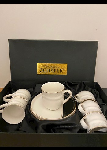 SCHAFER Beyaz Porselen Kahve Fincan Takımı